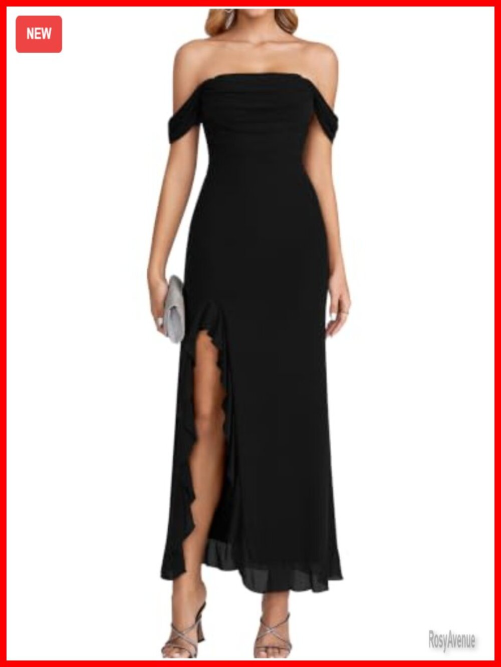 Off Shoulder Ruffle Maxi Dress Mesh Bodycon Formal Wedding Guest